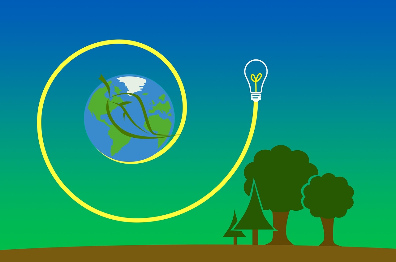 vector graphic, clipart, earth, planet, energy, trees, nature, light bulb, electricity